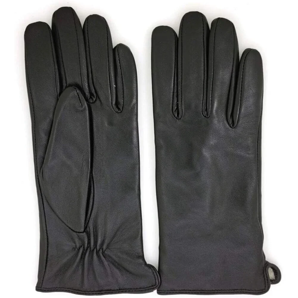 Women’s Leather Gloves Genuine SheepSkin Leather Cold Weather Cashmere Black 2